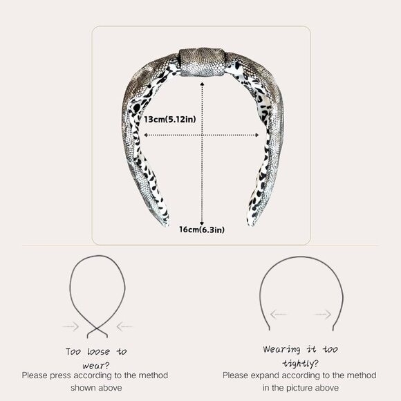 Leopard Print Headbands for Women Metallic Silver Animal Print Wide Top Knotted - Picture 5 of 6